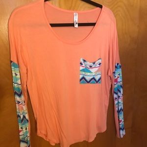 Pink Owl coral long sleeve shirt